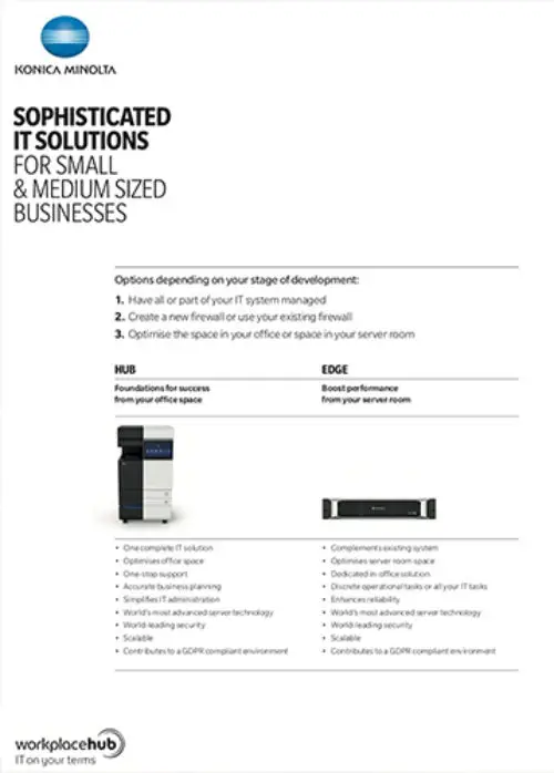 Hub, Vs, Edge, Comparison Brochure, Konica-Minolta, OFFICECORP, Inc.