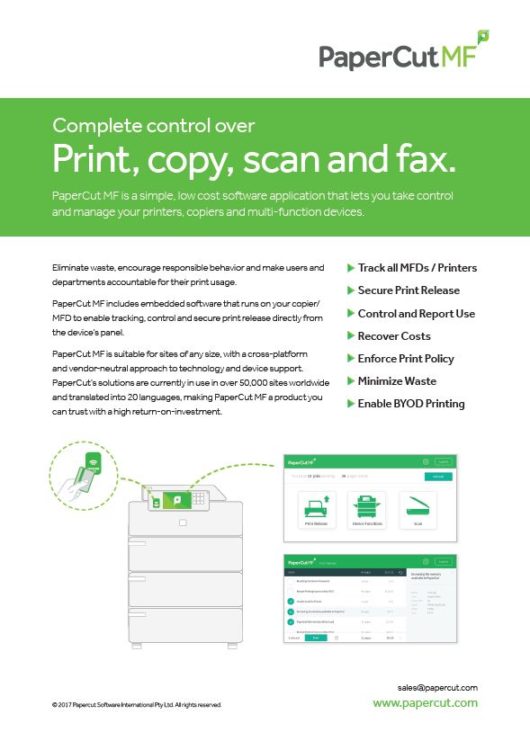Papercut, Mf, Fact Sheet, OFFICECORP, Inc.
